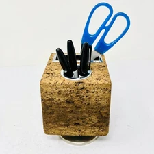 Vintage PARK SHERMAN Rotating Cork Cube Desk Organizer MCM Office