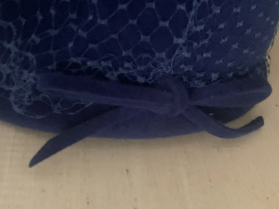 Sombrero de terciopelo Peachboom azul vintage para mujer, piel importada talla 22, ¡raro! Foto 3 de 4