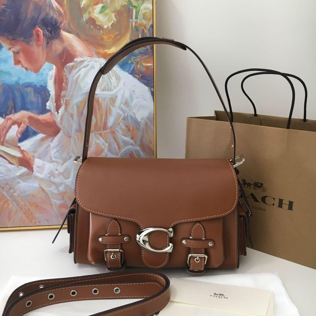 COACH CT721 Leather Soft Tabby Shoulder Bag Crossbody Brown Outlet NEW