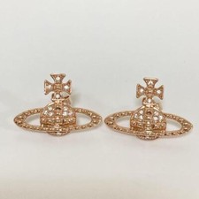 Vivienne Westwood Earrings Pierce Rhinestone Orb pink gold w/drawstring EJ146