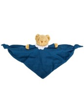 Doudou Ours triangle coton bio Bleu denim 20 cm hochet