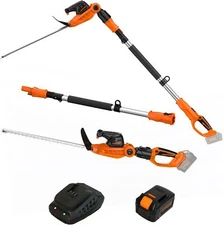 GARCARE 2 in 1 Pole Hedge Trimmer Cordless 20 in Blade Length 20V 4.0Ah Battery