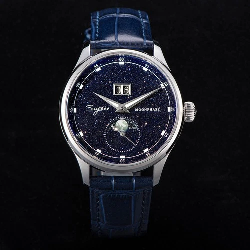 Sugess MoonPhase Master StarDust Mechanical Watch Seagull 1963 MoonPhase Display