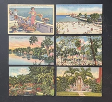 ST PETERSBURG FLORIDA Vintage Linen Postcard Lot Of 6 #3