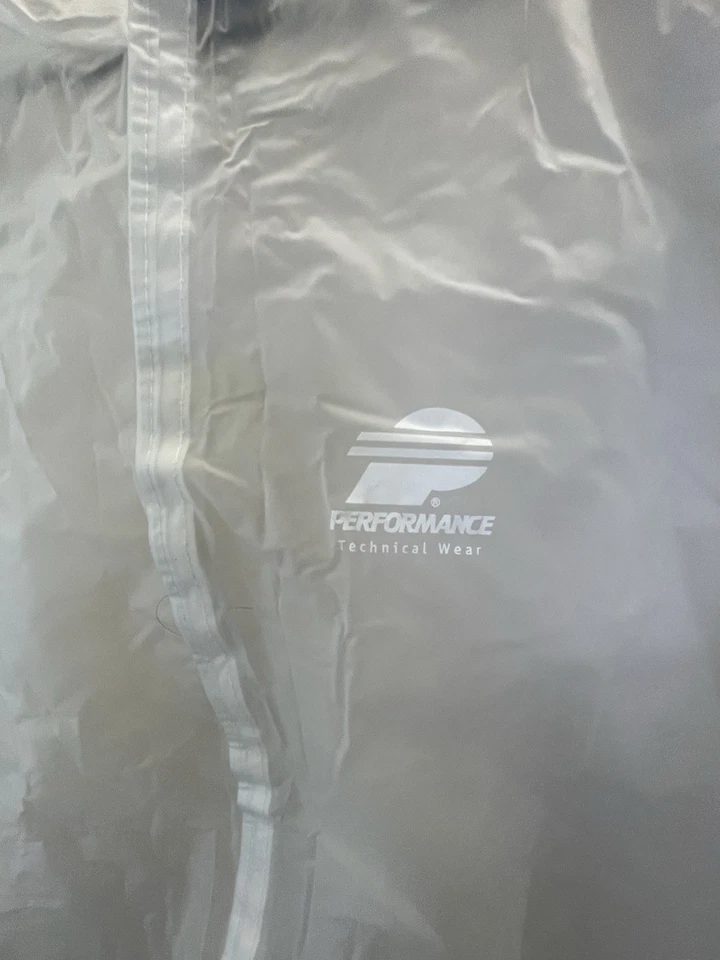 PERFORMANCE BIKE TECHNICAL WEAR PVC BIKE CYCLING RAIN JACKET MENS SMALL  CLEAR - Image 4 of 4