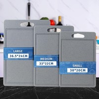 Schneidebrett Set 3-Teilig Kunststoff Antibakteriell Rutschfest Mit Griff Grau