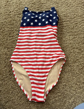 Old Navy XS Stars Stripes Halter One Piece Swimsuit Padded Tie Accent