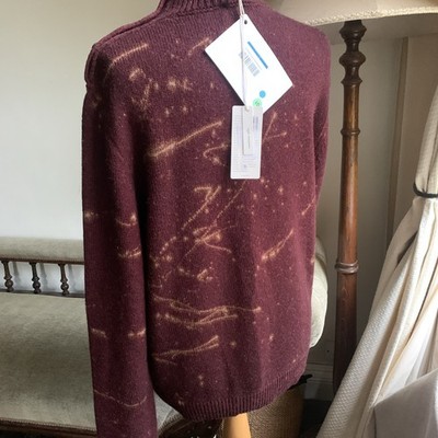 MASSIMO ALBA bordeaux Pullover Jumper camel yarn hand painted design. Unisex