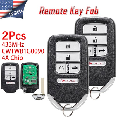 #ad 2X 5 Button Remote Start Key Fob CWTWB1G0090 4A Chip for Honda Accord 2018 2021 $34.95