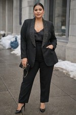 Vintage Jessica McClintock Black Tuxedo Blazer Lace Shawl Lapel Plus Size 18