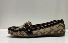 Coach Signature Canvas Mahogany Patent Driving Moccasin Loafers Women's Size 9.5