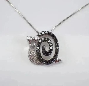 Authentic 1.50Ct Round Cut Lab-Created Diamond Tiny Snail Pendant In 14k White Gold Plated