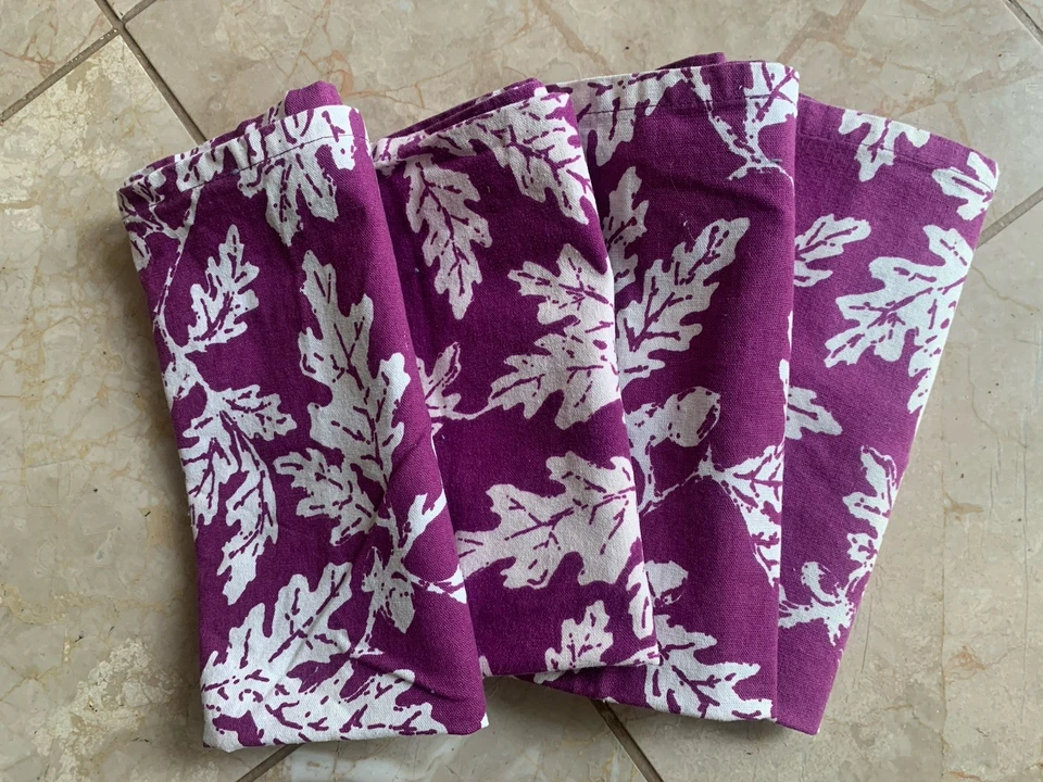 4 Threshold Dinner Napkins/Kitchen Towels 17”x27” 100% Cotton Purple Berry - Image 2 of 4