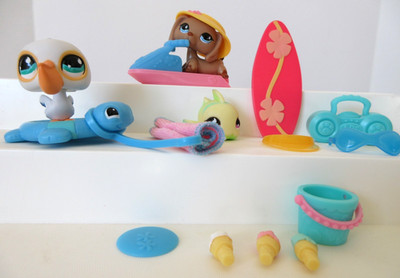 LPS Seaside Celebration COMPLETE Pelican #517 Dachshund #518 Fish #519