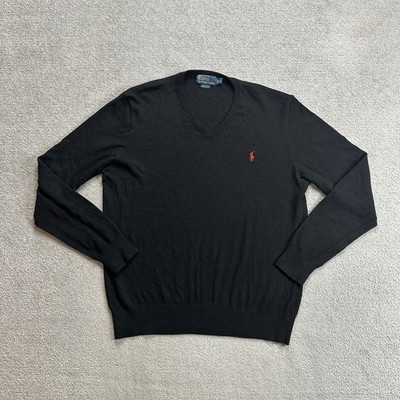 POLO RALPH LAUREN Merino Pullover Sweater 2XL Strickpullover Loog 6720 Schwarz