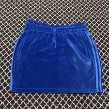 Jeremy Scott X Adidas Originals Womens JS Skirt Velour Blue Sz Large H53362 R13