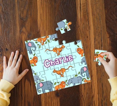 Personalisiertes Tier Design individueller Name Kinder Puzzle Geschenk für Jungen Mädchen 3