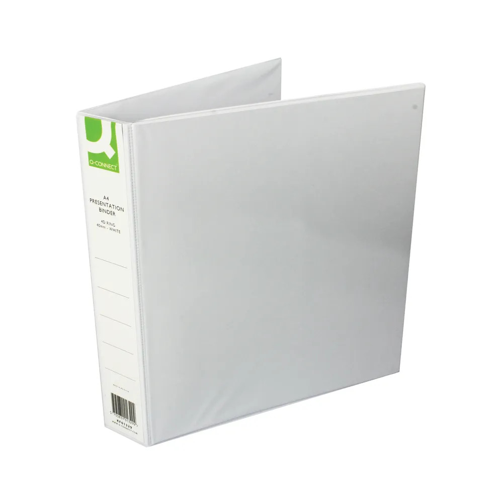 Q-Connect Presentation 65mm A4 White 4D-Ring Binders (Pack of 4)