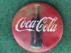 Vintage 1990 Coca Cola Button 12” Advertisement Sign In Heavy Metal