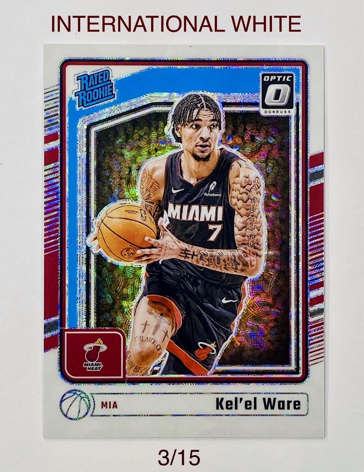 2024-25 DONRUSS OPTIC 280 KELEL WARE RC INTERNATIONAL WHITE  PRIZM 3/15 HEAT