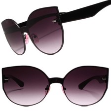 Gorgeous Elegant Chic Womens Rimless Gradient Gray Lens Round Cat Eye Sunglasses