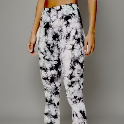 Lululemon Wunder Under high Marble Tie Dye Shibori White Grey (US 4) UK 6