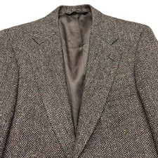 VTG Southampton Blazer 38R Wool Tweed Black Gray Herringbone Sport Coat MINT