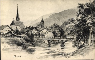 Künstler Ak Bruck an der Großglocknerstraße in Salzburg, Panorama... - 10111238