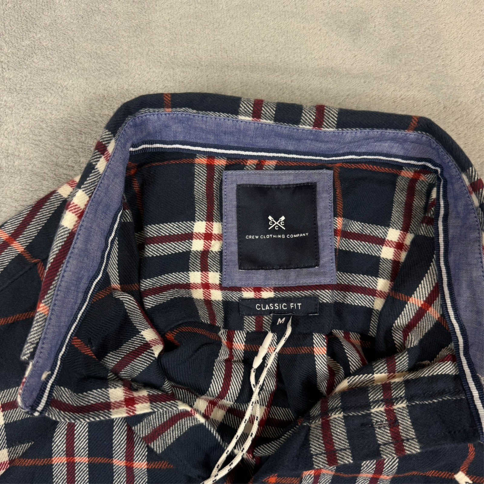 VTG Crew Clothing Company Roberts Navy Check Plaid Tartan Medium Button Up Shirt image 6