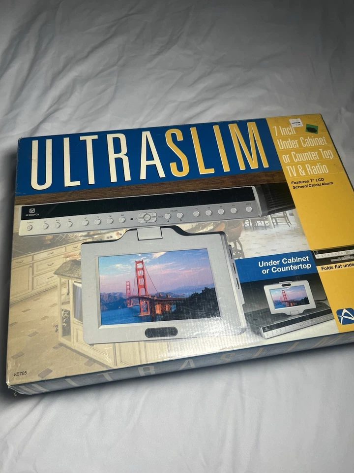 NEW Audiovox Ultra Slim 7” LCD Drop Down TV Radio Kitchen/Boat VE705 Open Box - Image 2 of 4