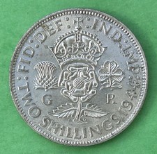 1944 Great Britain (UK) 2 Shillings Silver Coin