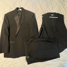Jean Yves Paris 3-Piece Tuxedo Set, Black Worsted Wool, Men's XL