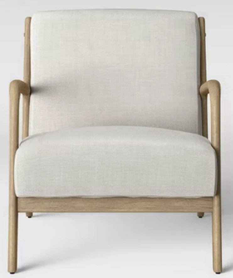 Натуральное дерево кресло кремовая обивка середины века современные тестеры порог новый в коробке - Изображение 4 из 4