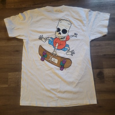 BART SIMPSON SKELETON SKATE BOARD RIDE THE SIMPSONS White T SHIRT SIZE Small