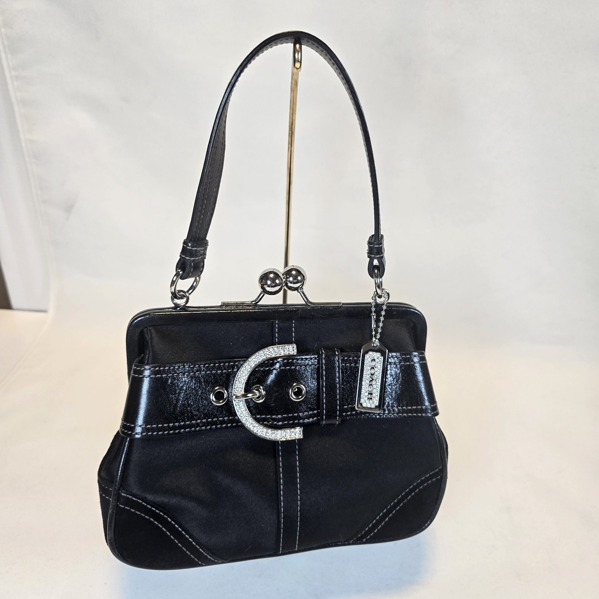 VTG Y2K COACH 3579 Madison Swarovski Crystal Buckle Satin Framed