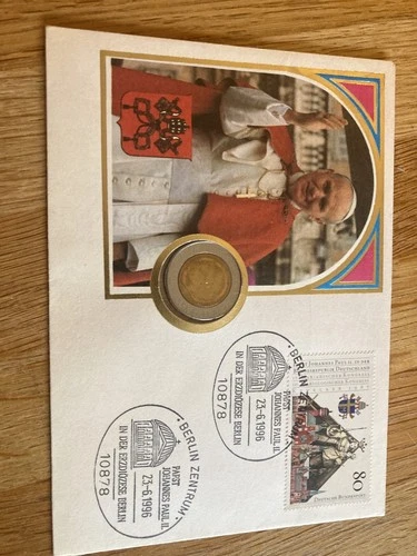 Germany FDC visit of Pope Johannes Paul II to Berlin 1996 with coin diocese