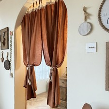 Curtain Window Doorway Valance Bedroom Drape Home Decor Tassels Vintage Hollow