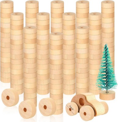 Thyle 150 Pcs Wooden Wheels Craft Bulk Wood Wheels Crafts for Mini Christmas Tre