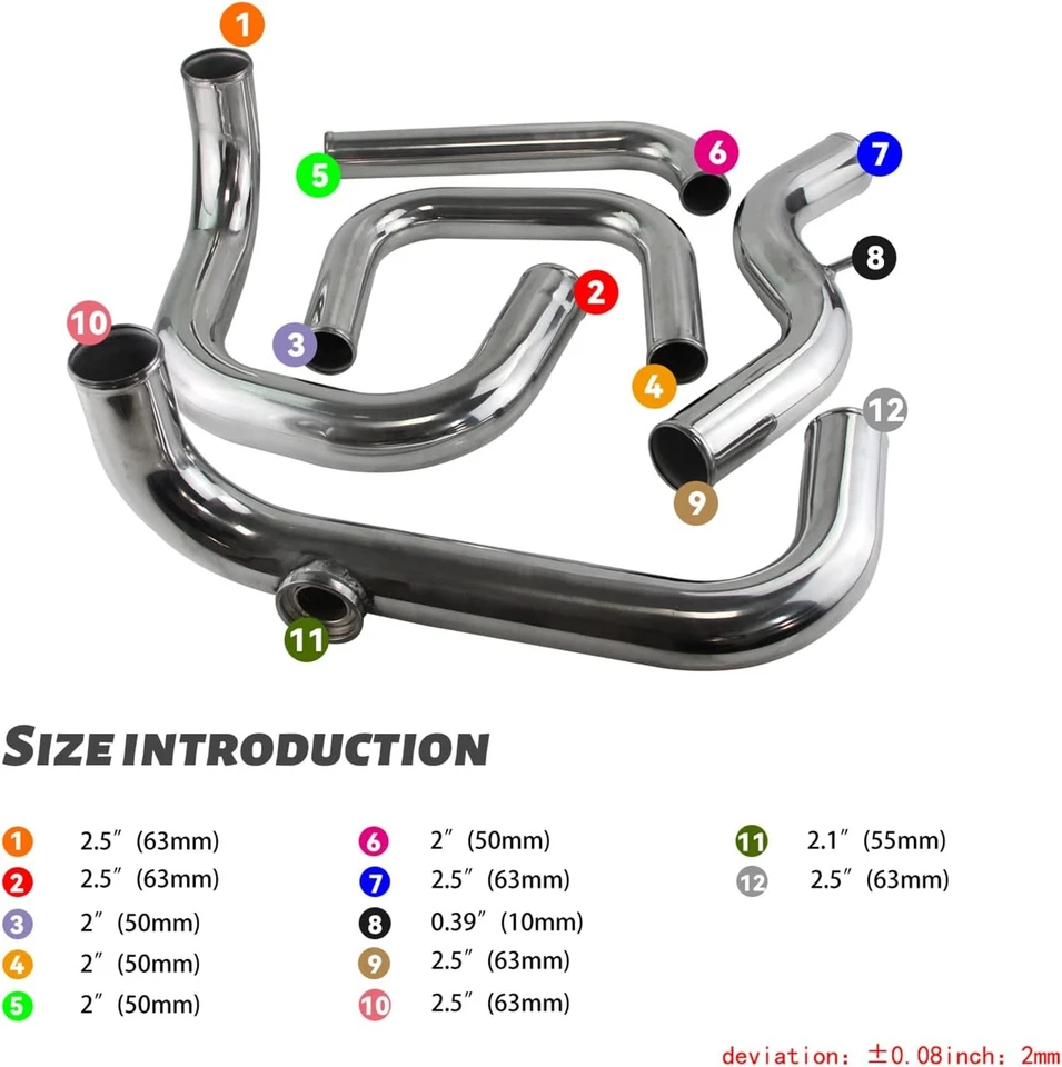 Intercooler Pipe & Coupler Kit for Honda Civic 1992-2000 Acura Integra 1994-2001 - Image 2 of 4