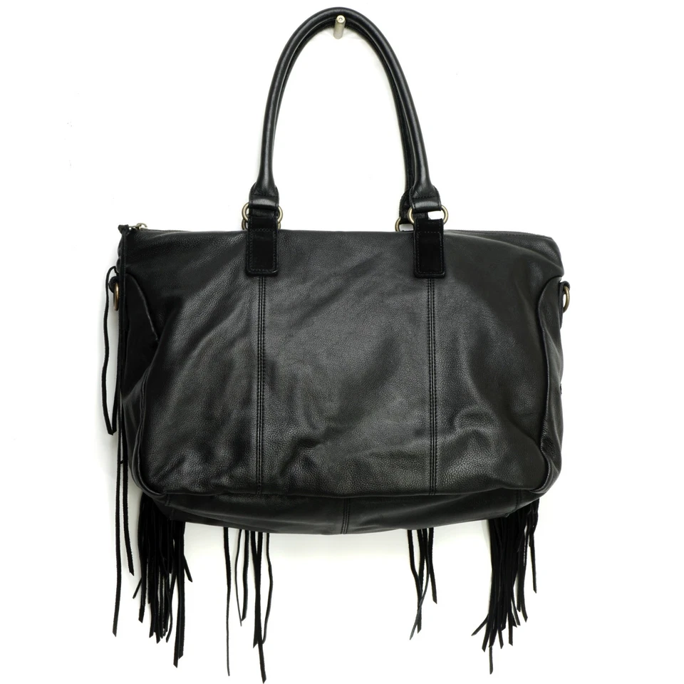 Bolso de Mano Liebeskind Berlin Cuero Negro con Flecos Boho Motociclista Bolso de Hombro Foto 3 de 4