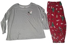 CHRISTMAS Joyspun Women s Pajama Sleep Set 2XL 18/20W Red Cat Dog Design NEW
