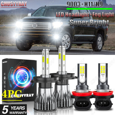 For 2014-2019 Toyota Tundra - 4x 6000K LED Headlight Dual Beam + Fog Lights Kit