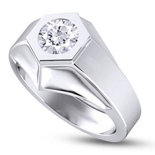 Solitaire Engagement Wedding Ring 925 Sterling Silver Round Cut Cubic Zirconia