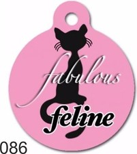 Pet Tags Personalized Pet ID tag for Dog and Cat ROUND Tag Charm Feline Fabulous