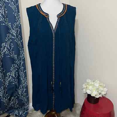 NEW Perch by Blu Pepper Bohemian Boho Shift Dress Sleeveless Tassels sz 3X