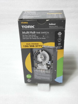 TORK Model 1109A 40 Amp 120/208-277VAC 24-Hour Indoor Mechanical Timer Switch 