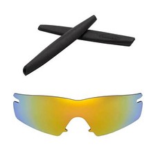 Walleva Polarized 24K Gold Lenses Black Earsocks For Oakley M Frame Strike