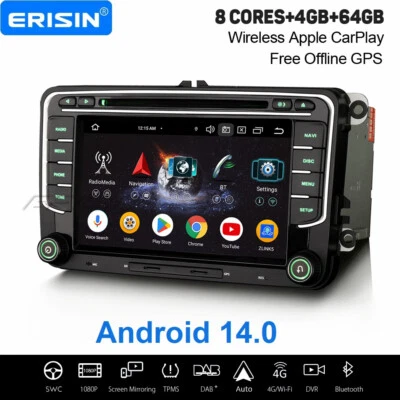 ERISIN Carplay Android 14 Autoradio Navi Für VW Caddy T6 Amarok Polo Crafter Skoda Yeti