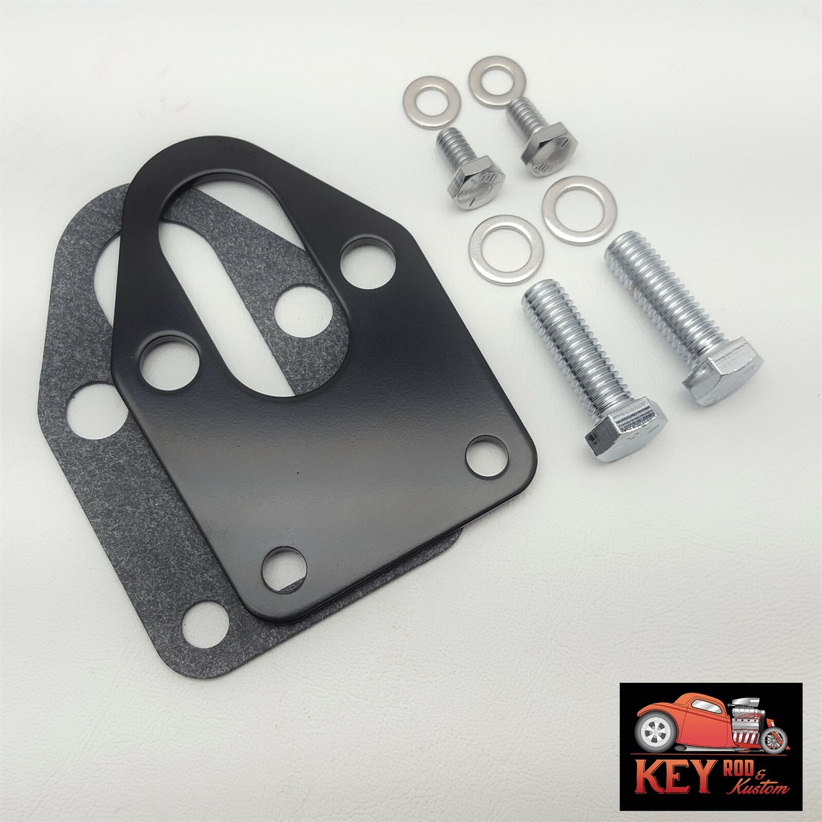 Small Block Chevy Black Fuel Pump Mounting Plate W/ Bolts SBC 327 305