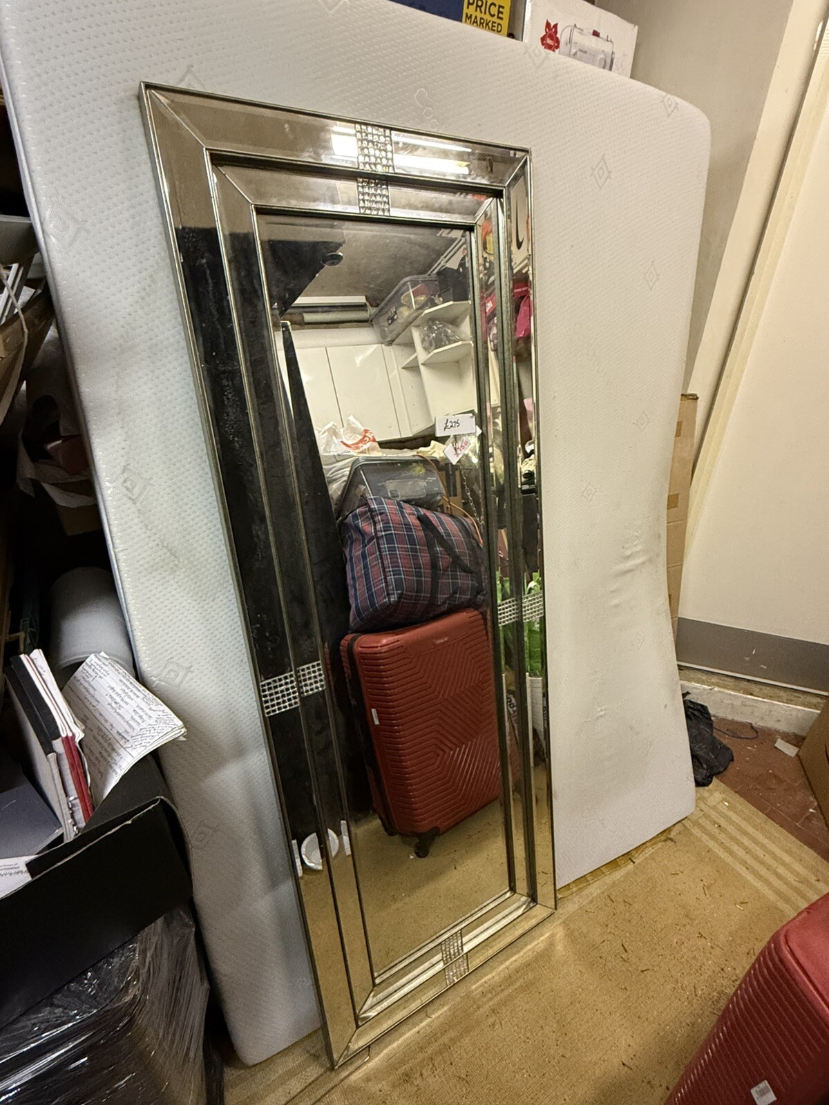 Large Bezeled Portrait Mirror Freestanding Rectangular